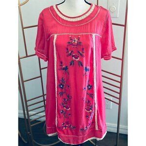 UMGEE Women's Short Sleeve dress Round Neck Pink Size Large